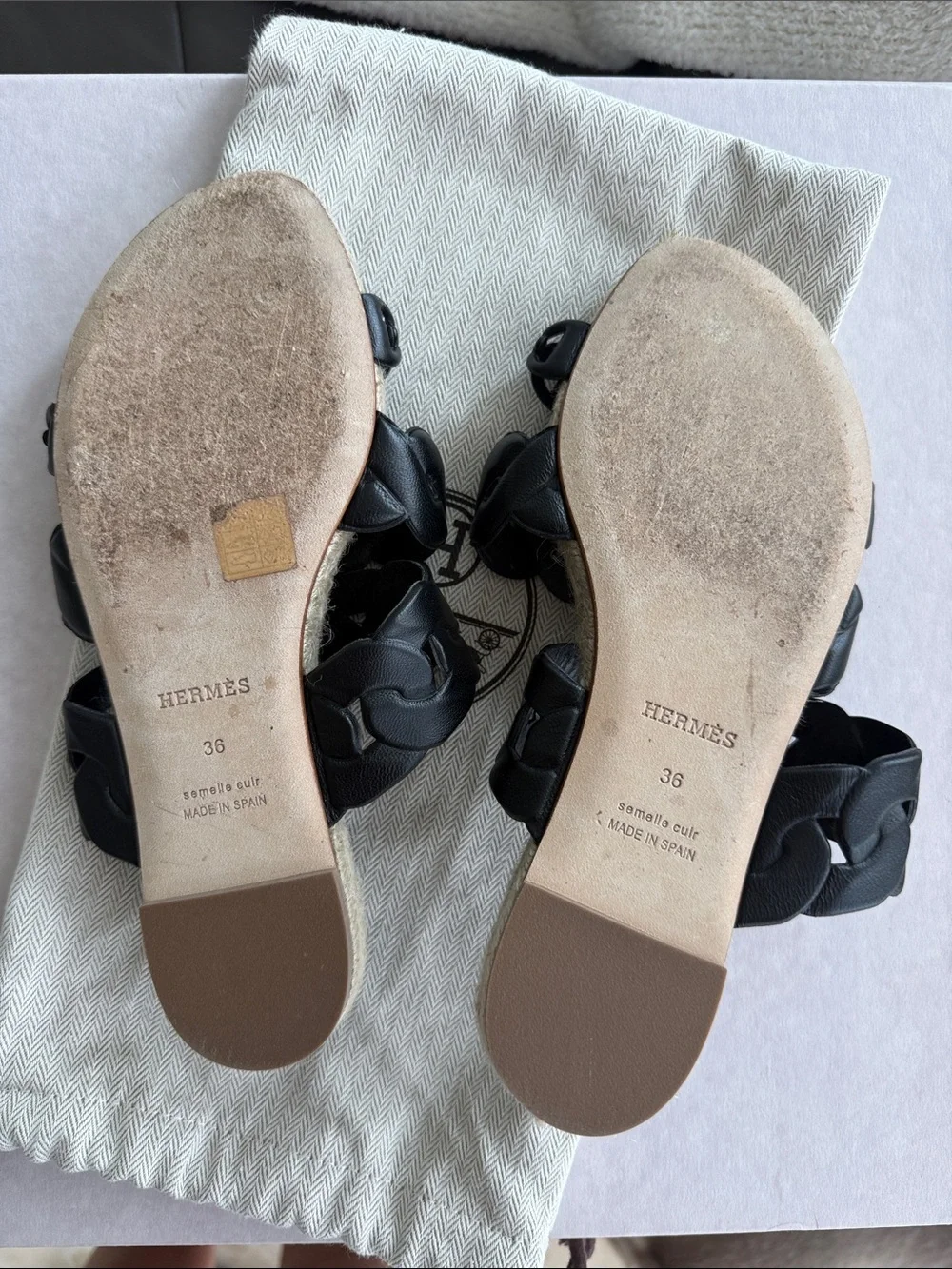 Hermes Gwen Espadrille Sandals Leather